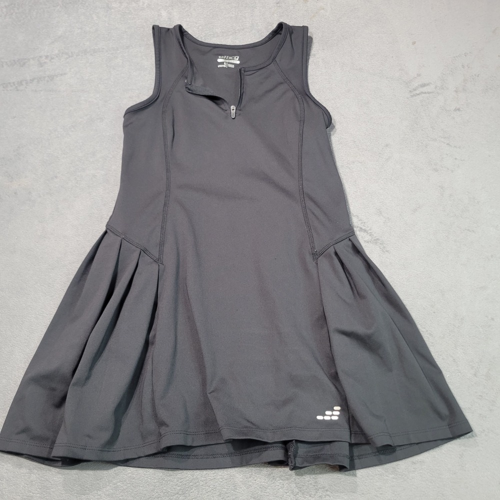 BCG Tennis Dress Girls Size L 12-14 Black Quarter Zip Pleated Activewear Golf
